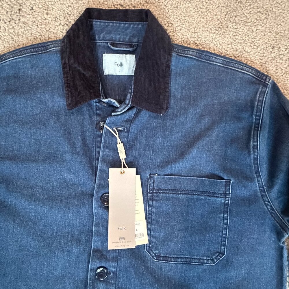 Folk Nelson Denim Chore Jacket in Indigo Blue Men's Size Large - New With Tags - Picture 6 of 16